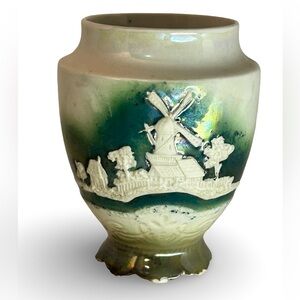 Antique 1890’s Altenburg Saxony Lustreware Vase w Windmill Design, Collectible